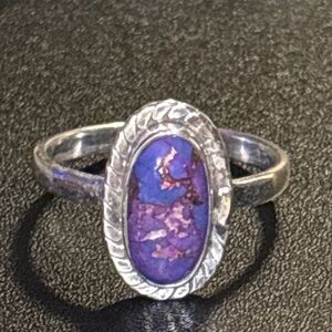 Silver and Purple Oval Ring